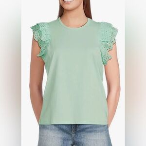 Joe's Jeans Womens Ruffle Eyelet Sleeve